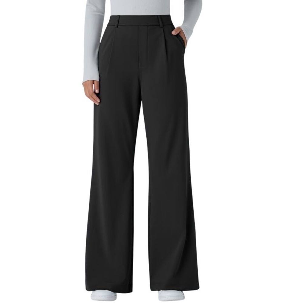 NWT Halara Flex DayStretch High Waisted Pocket Work Flare Pants Black Size LP